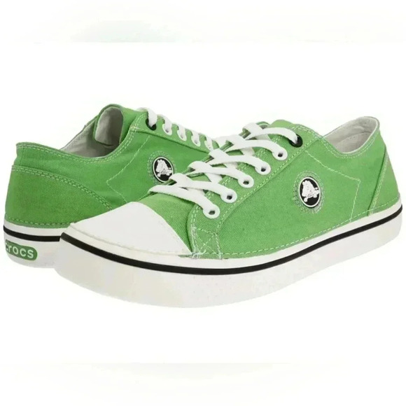 Crocs Hover Lace Up Canvas Athletic Tennis Sneaker Shoes Green Womens 7 US M - Picture 1 of 9
